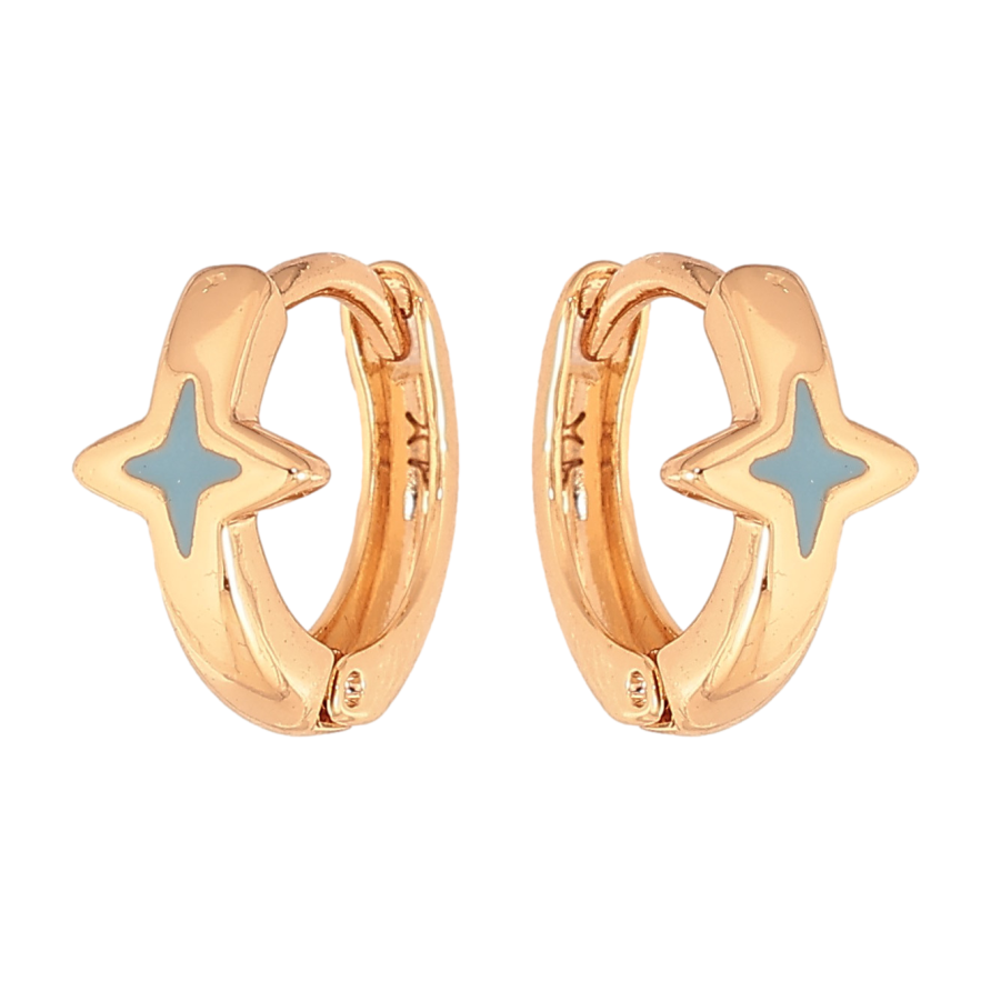 Сережки Xuping колір Позолота 18К колечка "Зірки з блакитною емаллю" фото №1