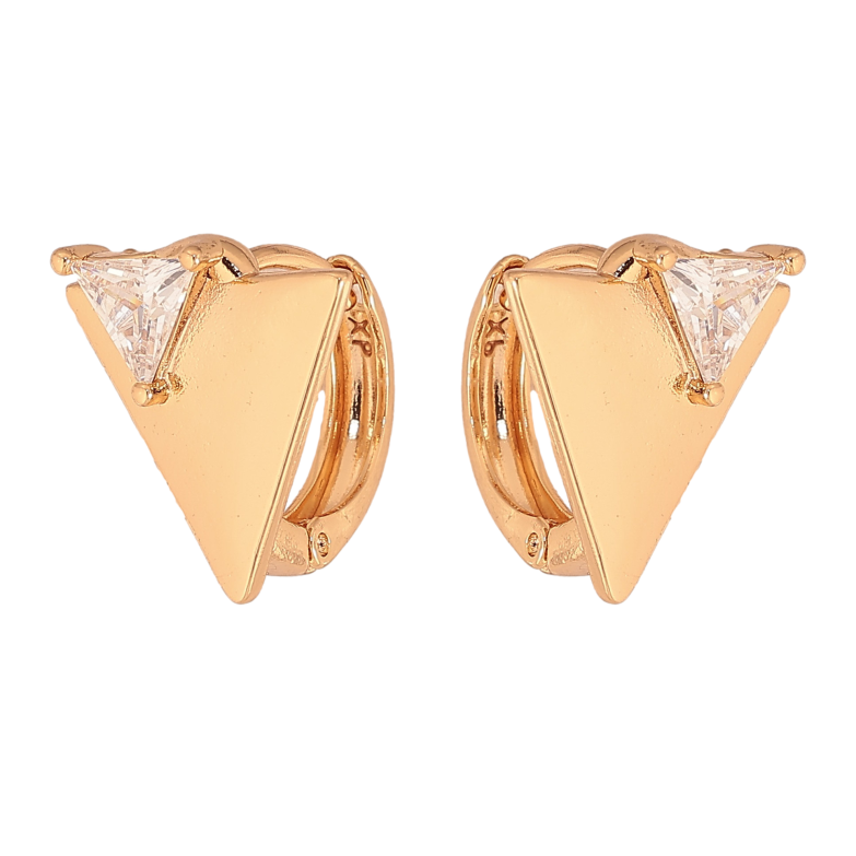 Серьги Xuping цвет Позолота 18К колечки "Треугольники с кристаллами" фото №1