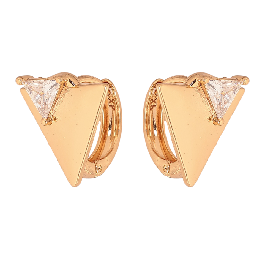 Серьги Xuping цвет Позолота 18К колечки "Треугольники с кристаллами" фото №1
