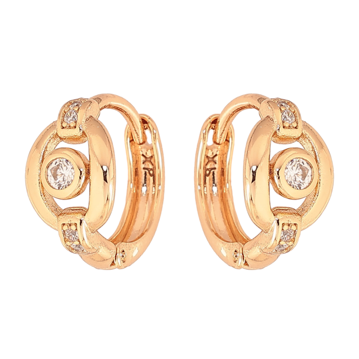 Сережки Xuping колір Позолота 18К колечка "Візерунок з кристалами" фото №23 Сережки Xuping колір Позолота 18К колечка "Візерунок з кристалами" фото №23