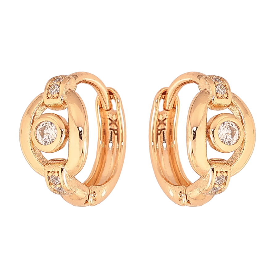 Сережки Xuping колір Позолота 18К колечка "Візерунок з кристалами" фото №1 Сережки Xuping колір Позолота 18К колечка "Візерунок з кристалами" фото №1