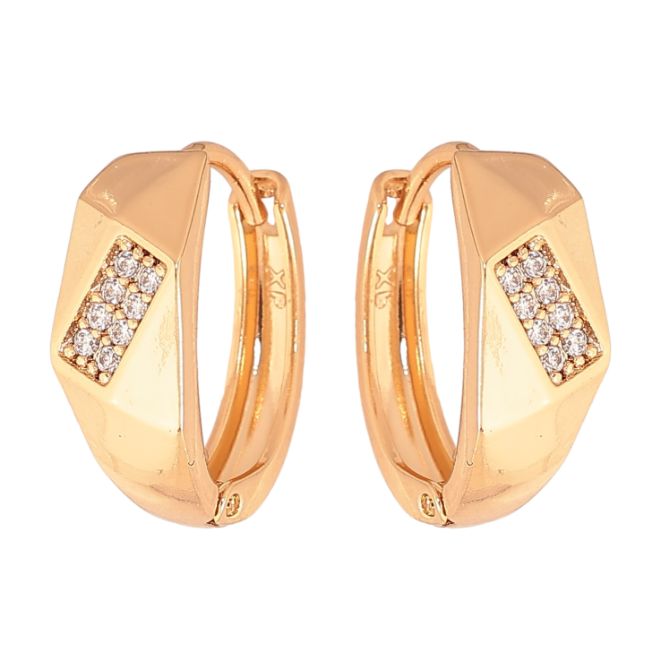 Серьги Xuping цвет Позолота 18К колечки "Узор с кристаллами" фото №20