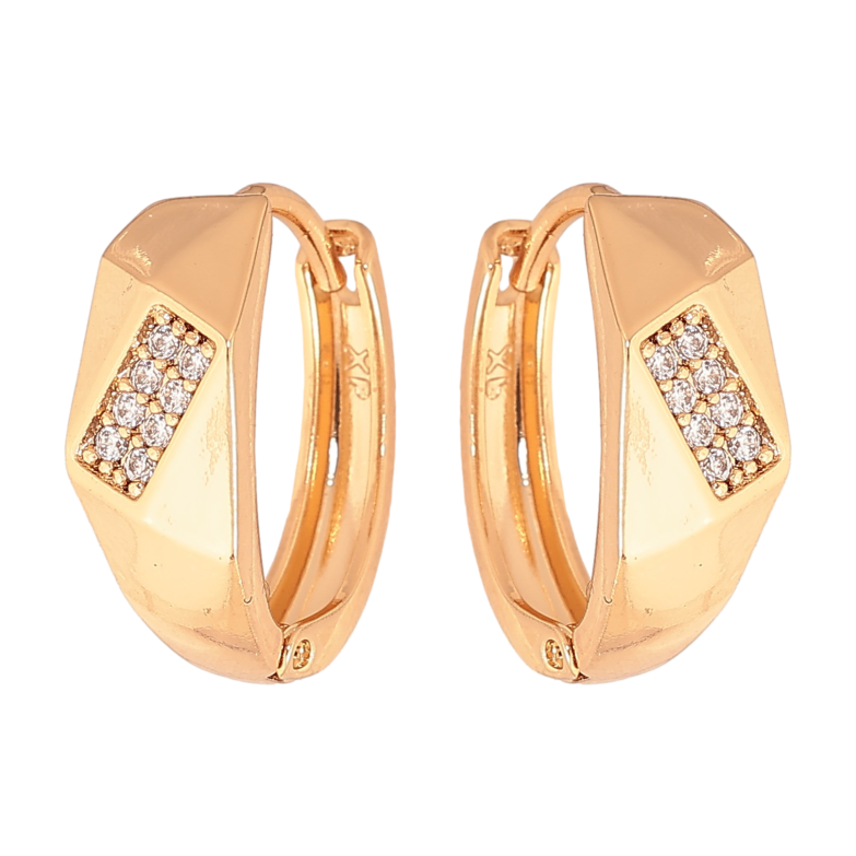 Сережки Xuping колір Позолота 18К колечка "Візерунок з кристалами" фото №1