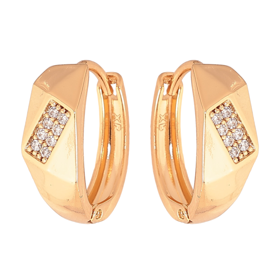 Серьги Xuping цвет Позолота 18К колечки "Узор с кристаллами" фото №1