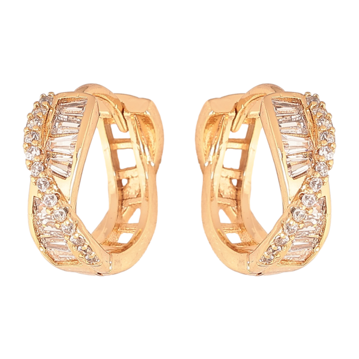 Серьги Xuping цвет Позолота 18К колечки "Инкрустация кристаллами" фото №18