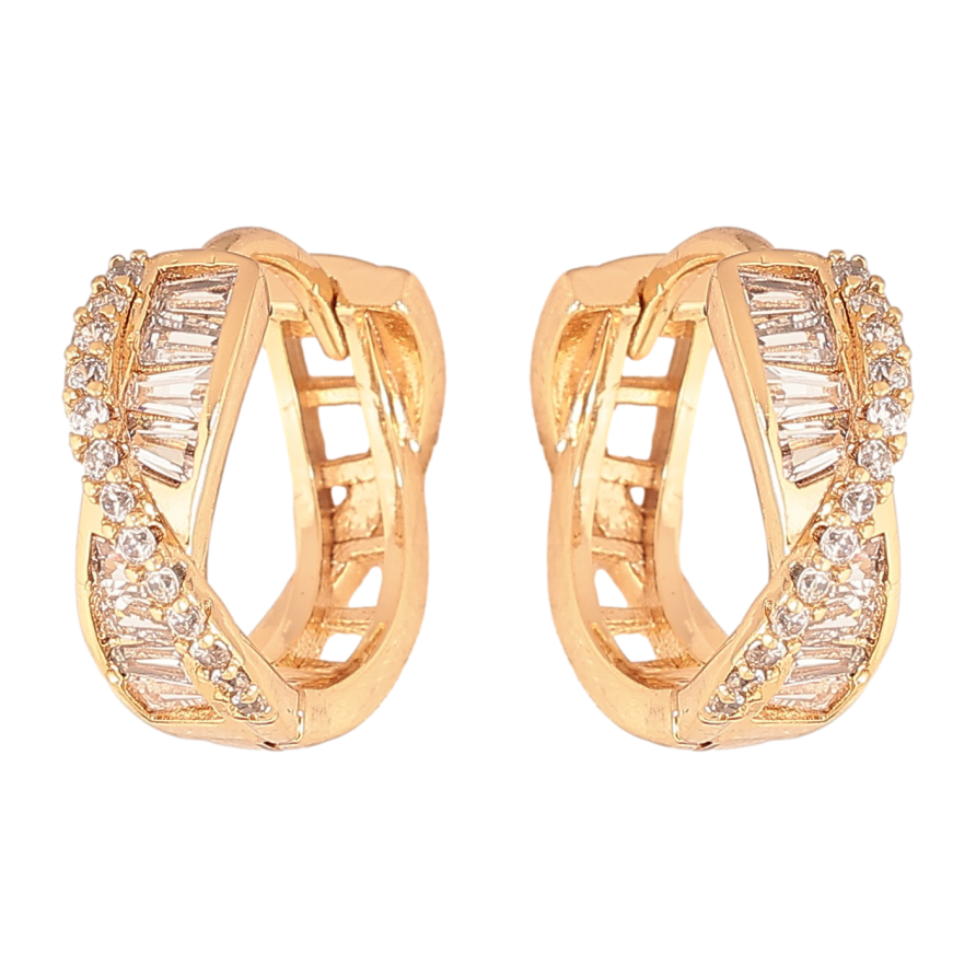 Серьги Xuping цвет Позолота 18К колечки "Инкрустация кристаллами" фото №1