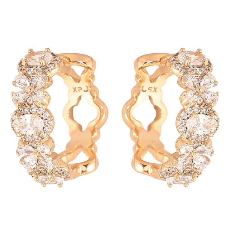 Серьги Xuping цвет Позолота 18К колечки "Инкрустация кристаллами" фото №2