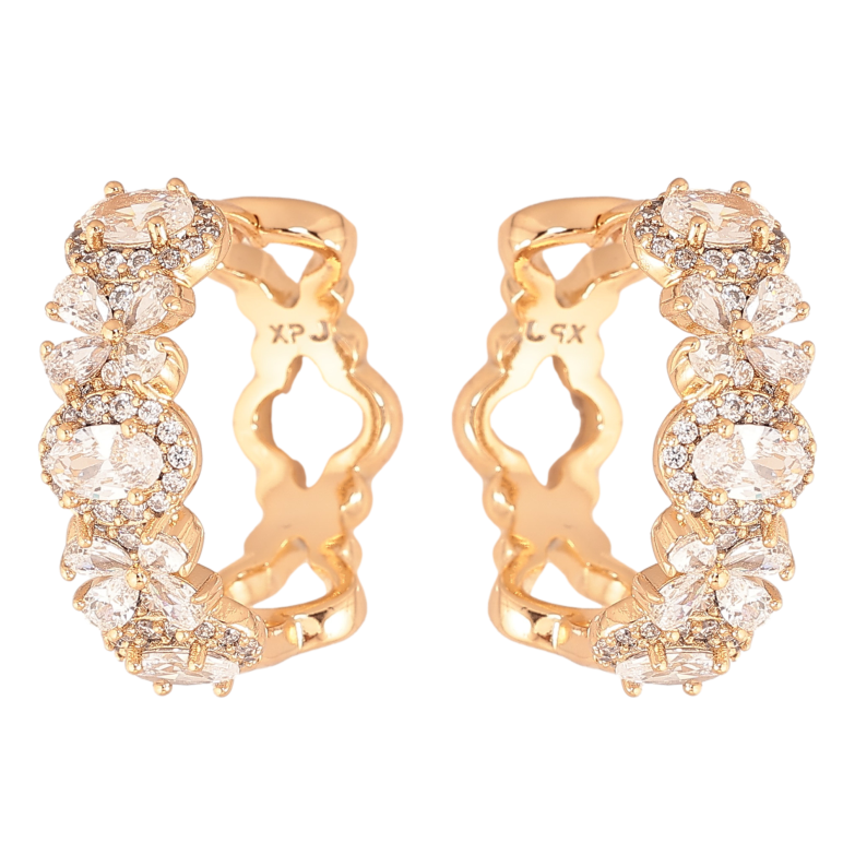 Серьги Xuping цвет Позолота 18К колечки "Инкрустация кристаллами" фото №6