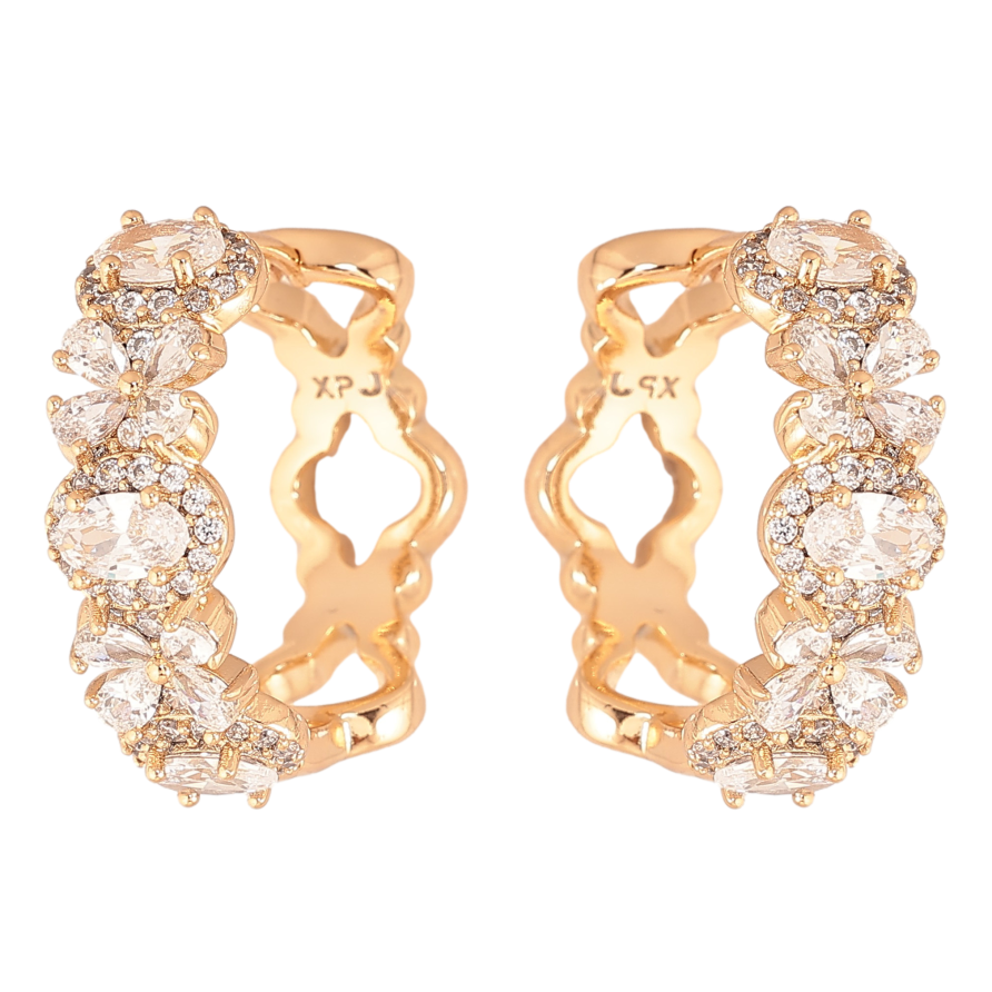 Серьги Xuping цвет Позолота 18К колечки "Инкрустация кристаллами" фото №1