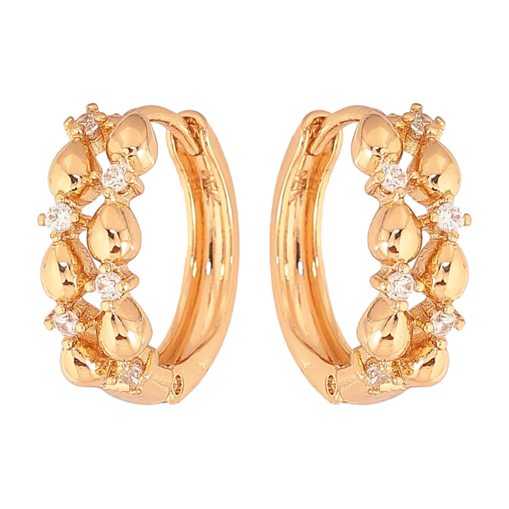 Сережки Xuping колір Позолота 18К колечка "Візерунок з кристалами" фото №4 Сережки Xuping колір Позолота 18К колечка "Візерунок з кристалами" фото №4