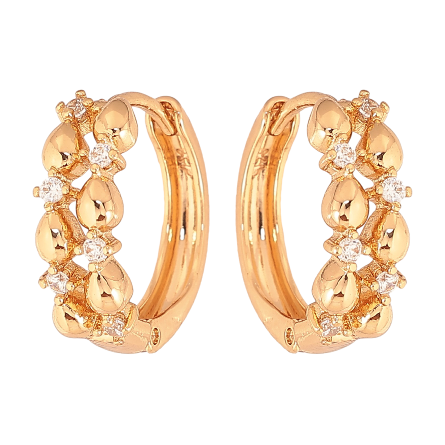 Серьги Xuping цвет Позолота 18К колечки "Узор с кристаллами" фото №1