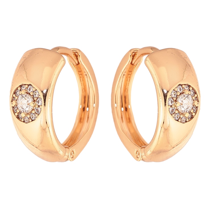 Серьги Xuping цвет Позолота 18K колечки "Узор с кристаллами" фото №23