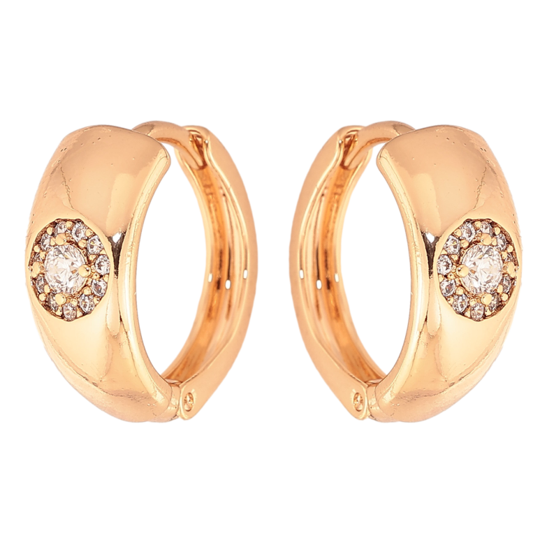 Серьги Xuping цвет Позолота 18K колечки "Узор с кристаллами" фото №5