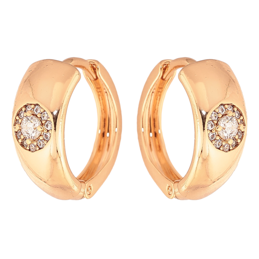 Серьги Xuping цвет Позолота 18K колечки "Узор с кристаллами" фото №1