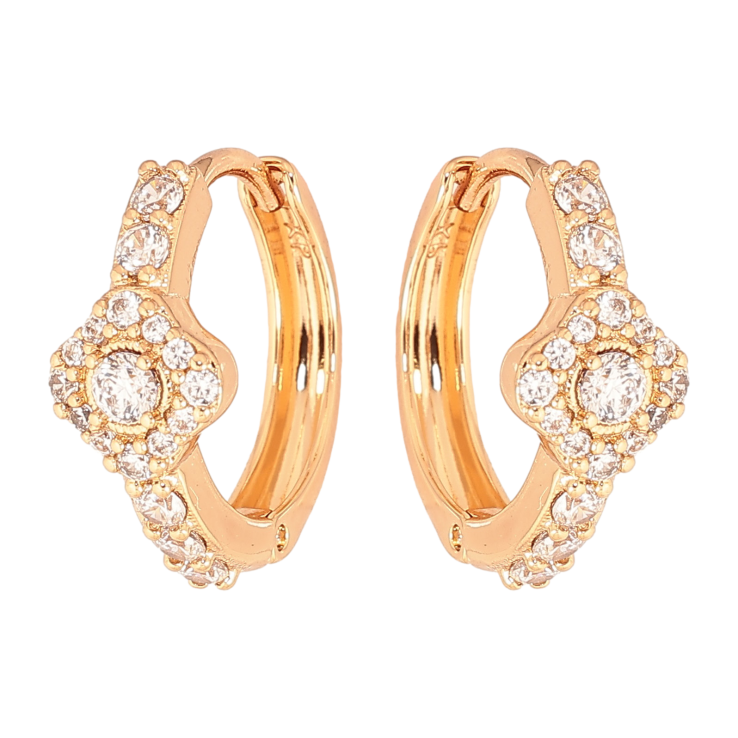 Серьги Xuping цвет Позолота 18К колечки "Узор с кристаллами" фото №9