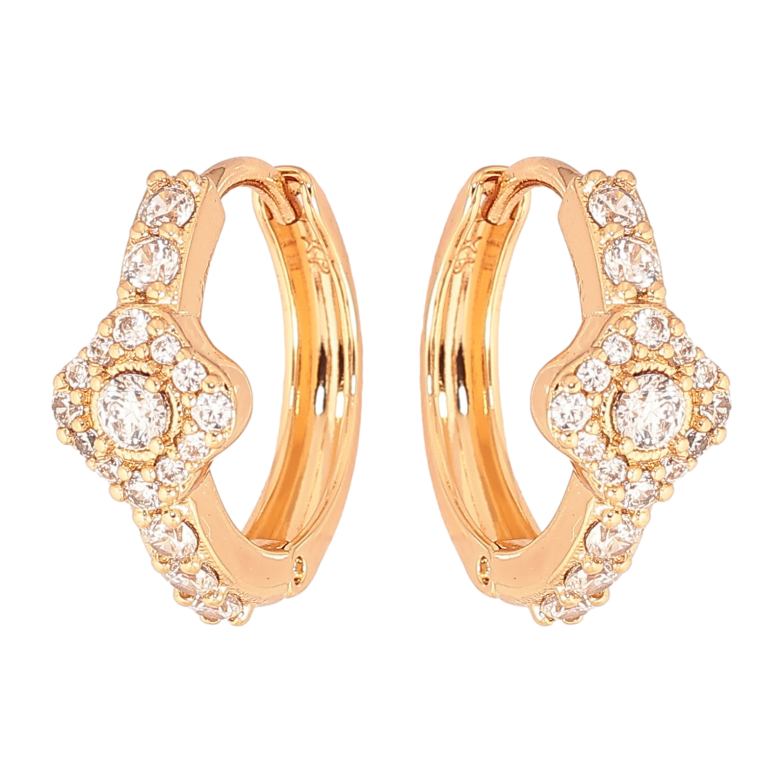 Сережки Xuping колір Позолота 18К колечка "Візерунок з кристалами" фото №1