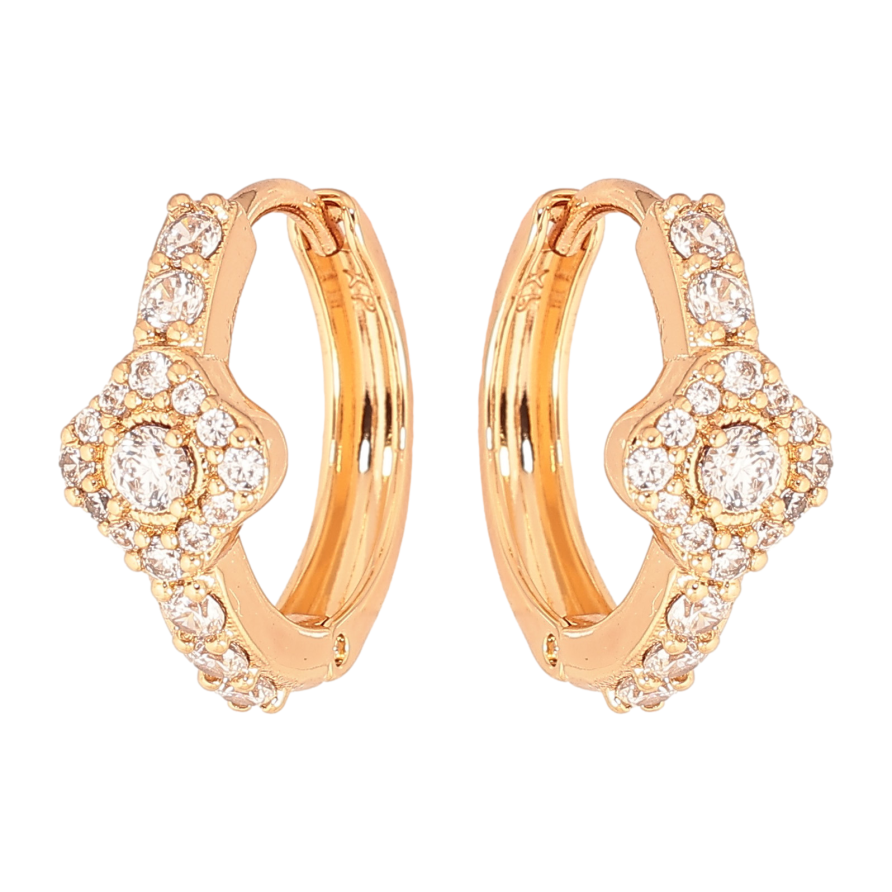 Серьги Xuping цвет Позолота 18К колечки "Узор с кристаллами" фото №1