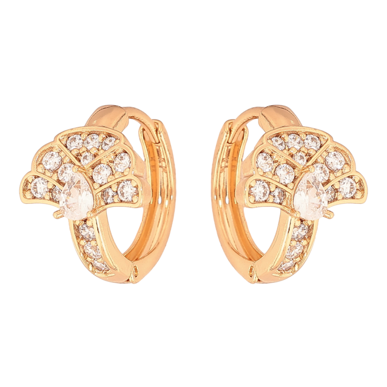 Серьги Xuping цвет Позолота 18К колечки "Узор с кристаллами" фото №1