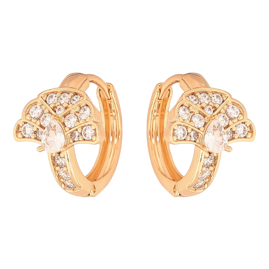 Сережки Xuping колір Позолота 18К колечка "Візерунок з кристалами" фото №1