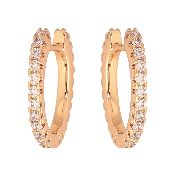 Сережки Xuping колір Позолота 18К колечка "Дорожки кристалів" фото №3 Сережки Xuping колір Позолота 18К колечка "Дорожки кристалів" фото №3