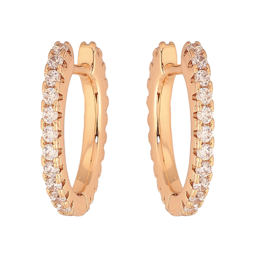 Сережки Xuping колір Позолота 18К колечка "Дорожки кристалів" фото №1