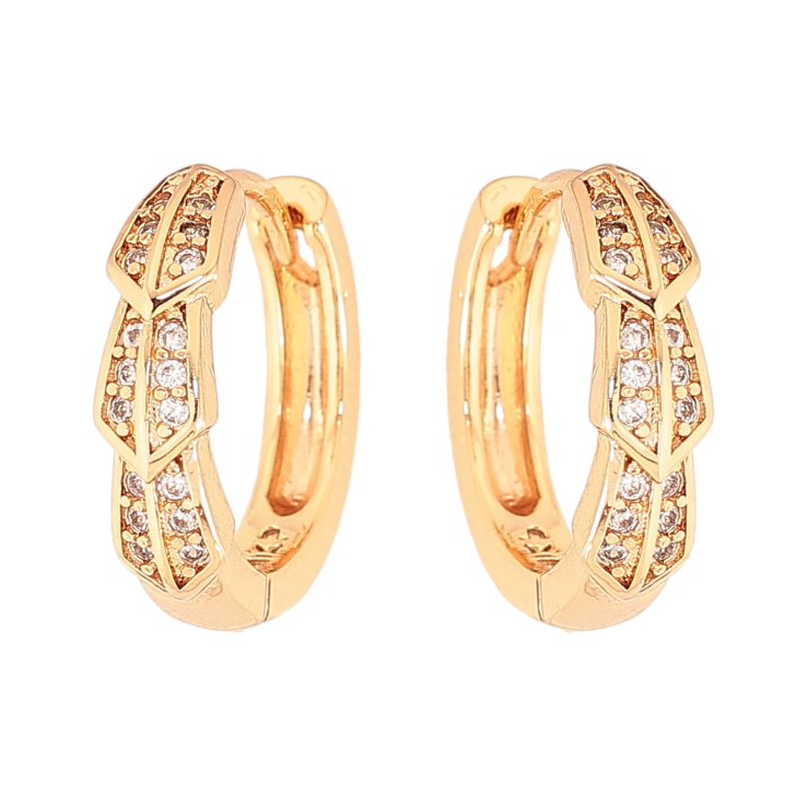 Сережки Xuping колір Позолота 18К колечка "Візерунок з кристалами" фото №20