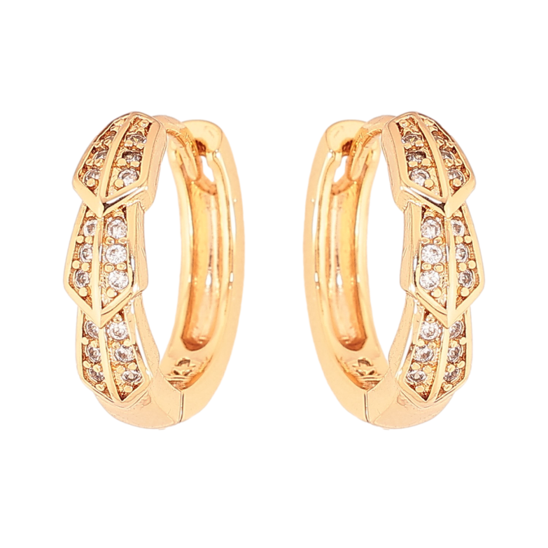 Серьги Xuping цвет Позолота 18К колечки "Узор с кристаллами" фото №1