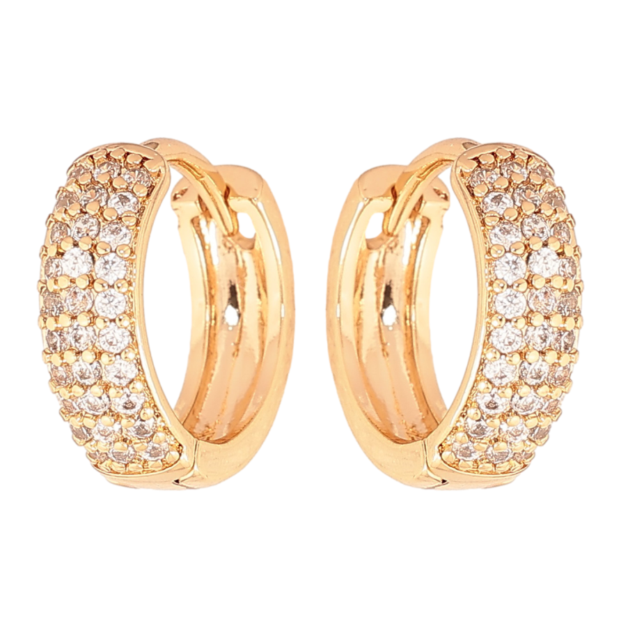 Сережки Xuping колір Позолота 18К колечка "Інкрустація кристалами" фото №1 Сережки Xuping колір Позолота 18К колечка "Інкрустація кристалами" фото №1