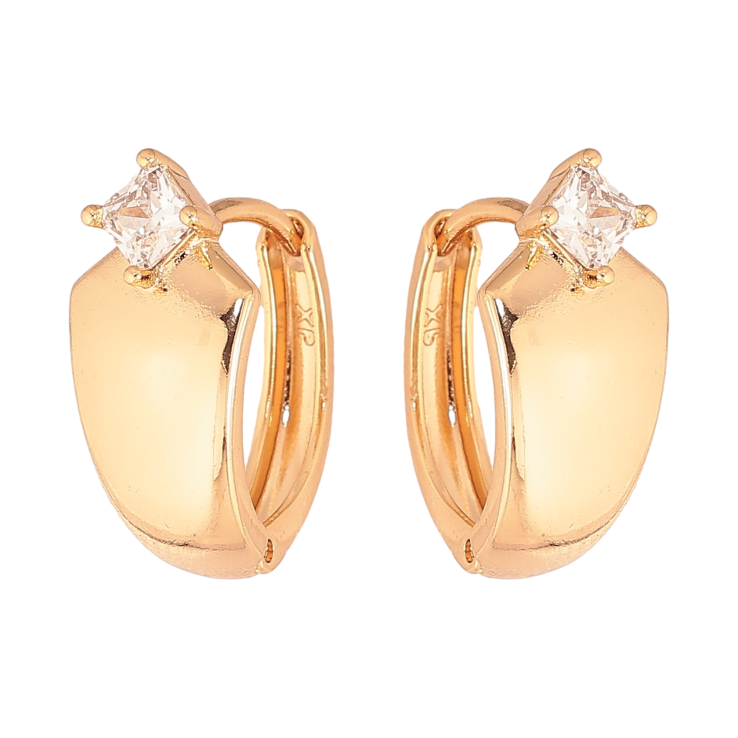 Сережки Xuping колір Позолота 18K колечка "Візерунок з кристалами" фото №7