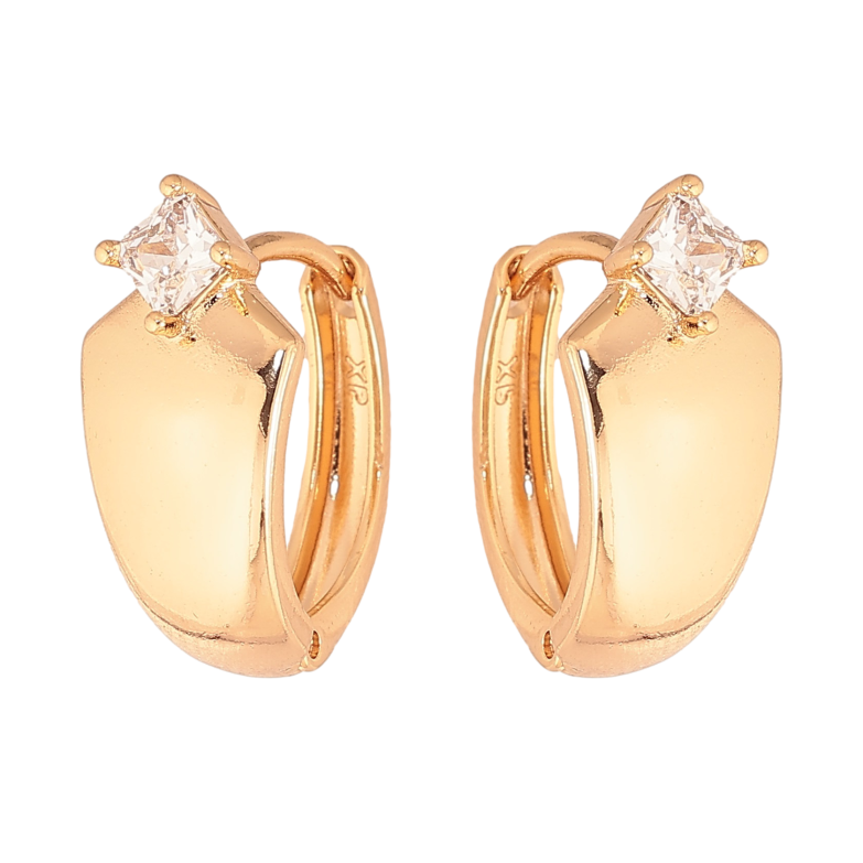 Серьги Xuping цвет Позолота 18K колечки "Узор с кристаллами" фото №6