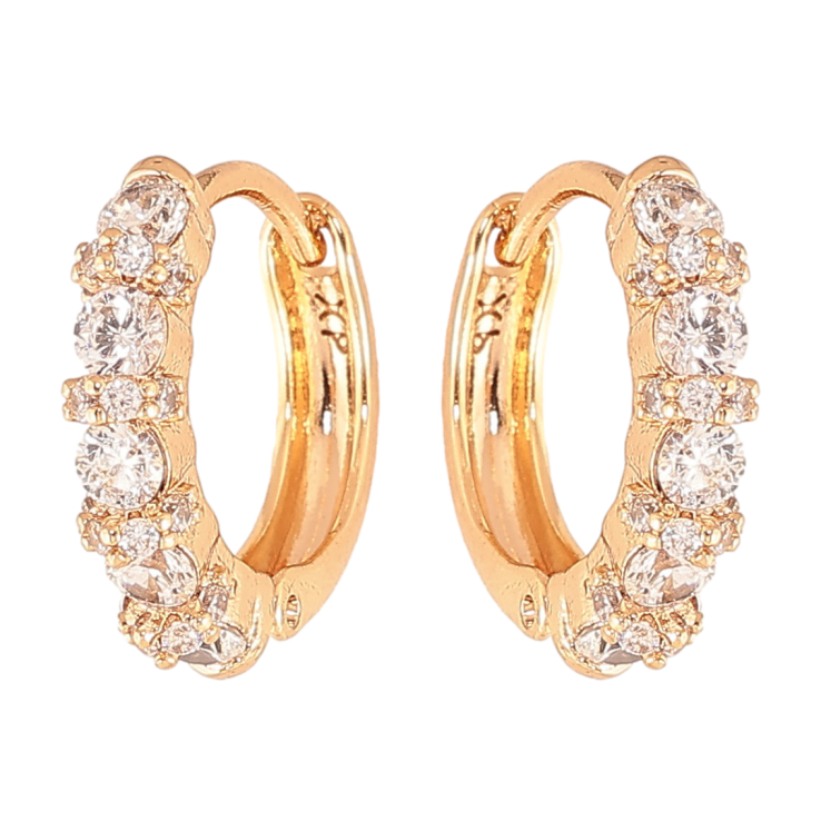 Сережки Xuping колір Позолота 18K колечка "Доріжки кристалів" фото №12