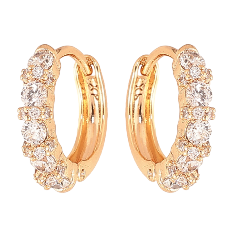 Сережки Xuping колір Позолота 18K колечка "Доріжки кристалів" фото №1