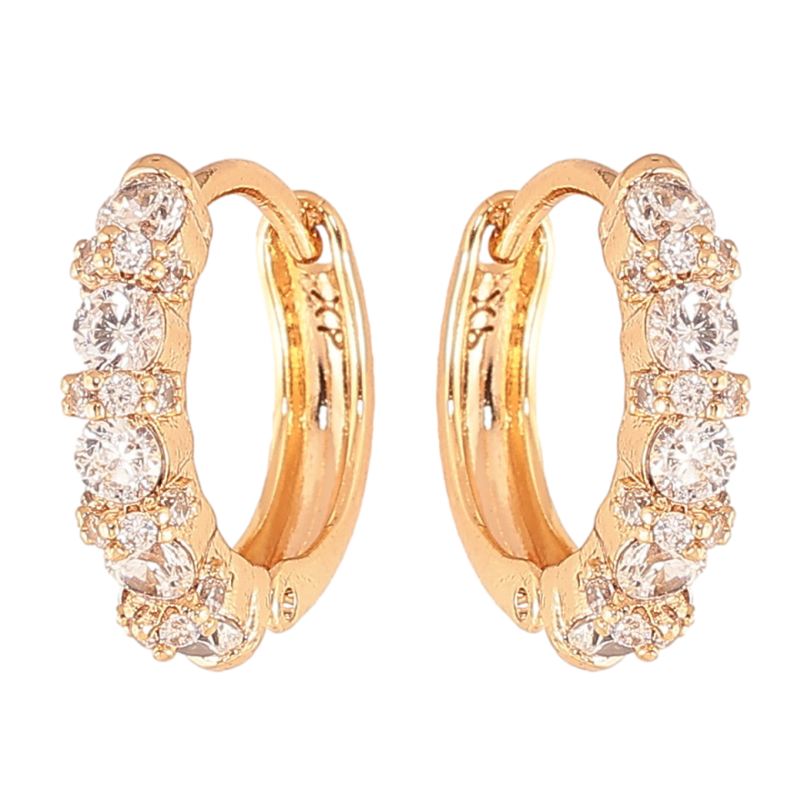 Сережки Xuping колір Позолота 18K колечка "Доріжки кристалів" фото №1