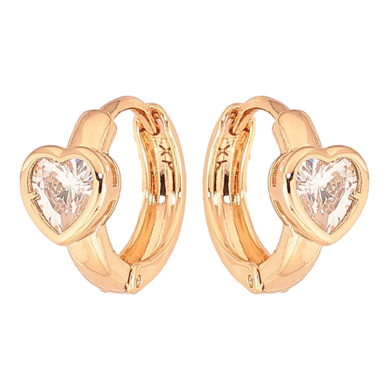 Серьги Xuping цвет Позолота 18К колечки "Кристальные сердечки" фото №1