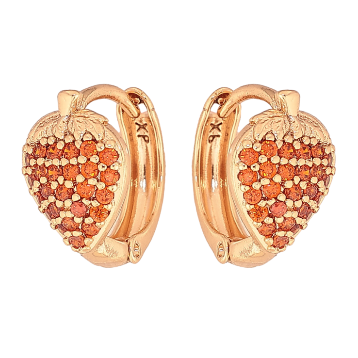 Сережки Xuping колір Позолота 18К колечка "Полунички з помаранчевими кристалами" фото №20 Сережки Xuping колір Позолота 18К колечка "Полунички з помаранчевими кристалами" фото №20