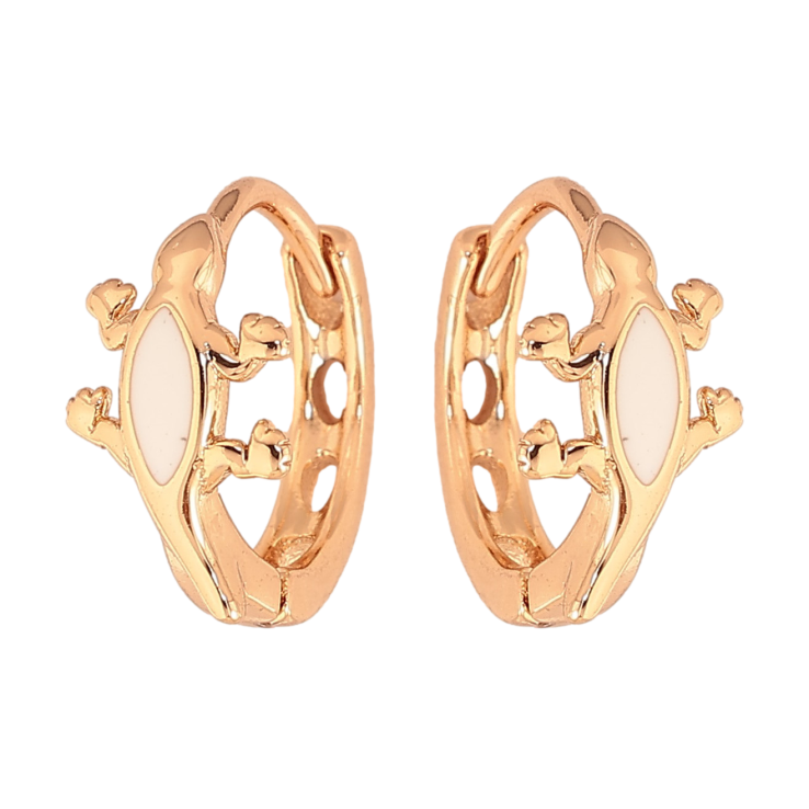 Сережки Xuping колір Позолота 18К колечка "Ящірки з білою емаллю" фото №19 Сережки Xuping колір Позолота 18К колечка "Ящірки з білою емаллю" фото №19