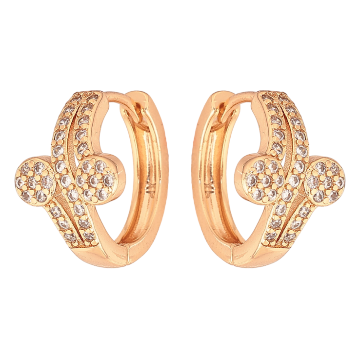 Серьги Xuping цвет Позолота 18К колечки "Узор с кристаллами" фото №25