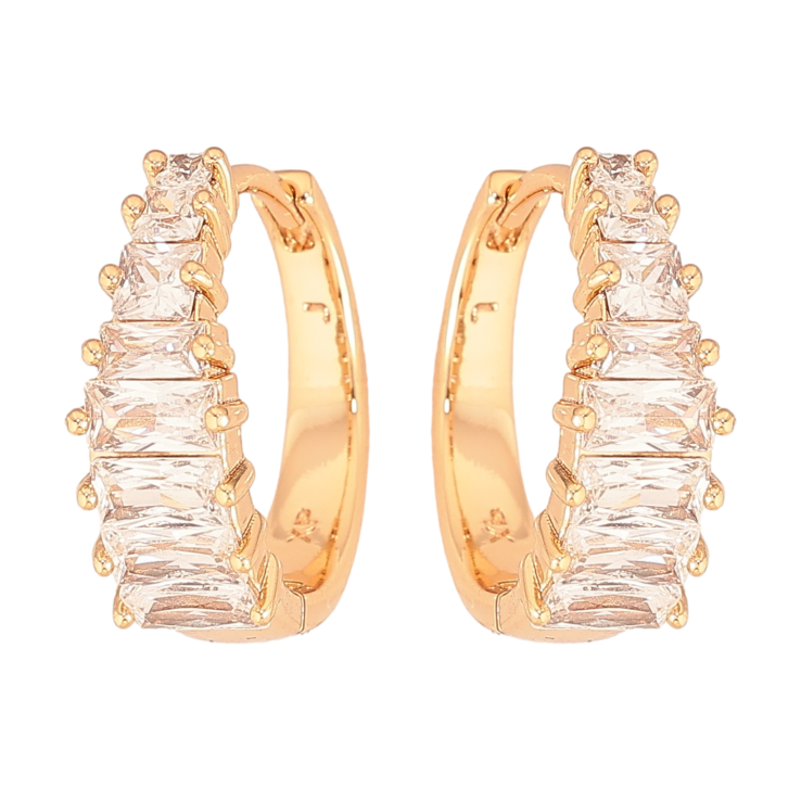 Серьги Xuping цвет Позолота 18К колечки "Дорожки кристаллов" фото №8