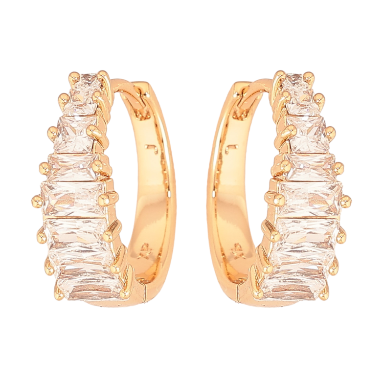 Серьги Xuping цвет Позолота 18К колечки "Дорожки кристаллов" фото №1