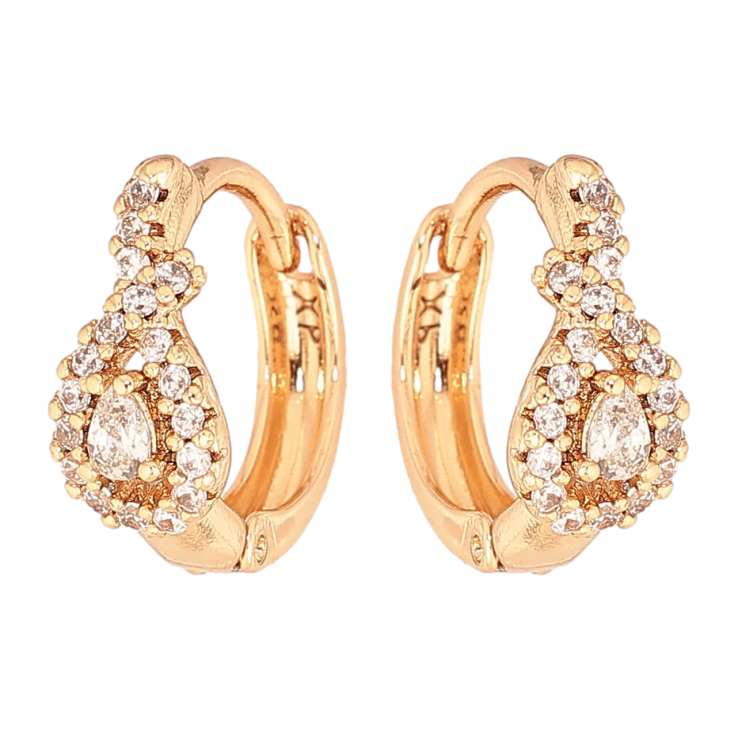 Серьги Xuping цвет Позолота 18К колечки "Узор с кристаллами" фото №24