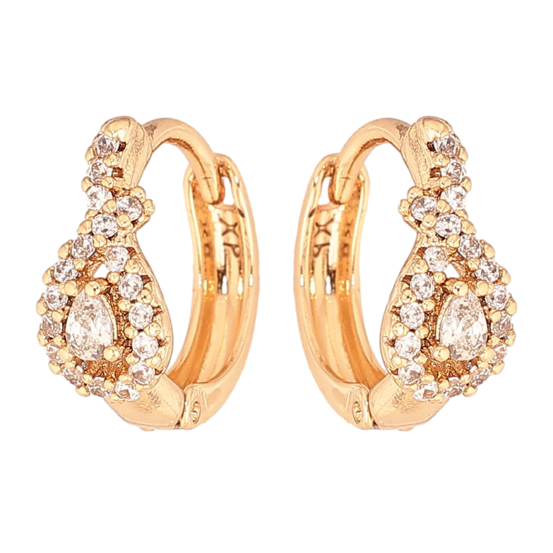 Серьги Xuping цвет Позолота 18К колечки "Узор с кристаллами" фото №1