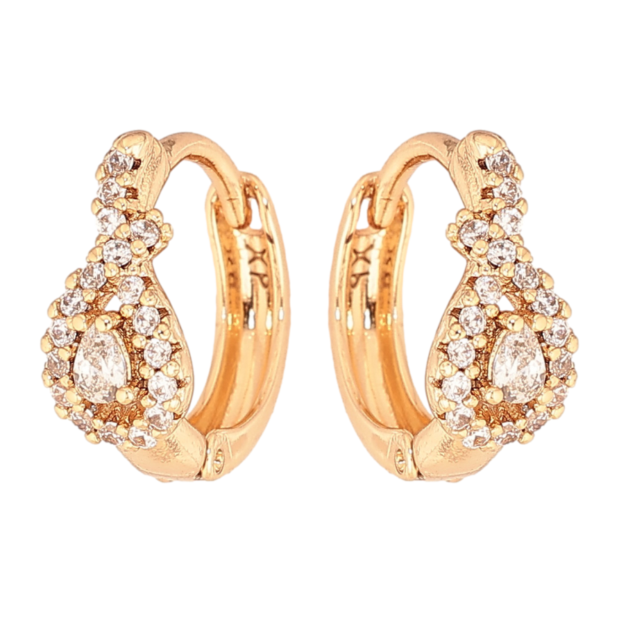 Серьги Xuping цвет Позолота 18К колечки "Узор с кристаллами" фото №1