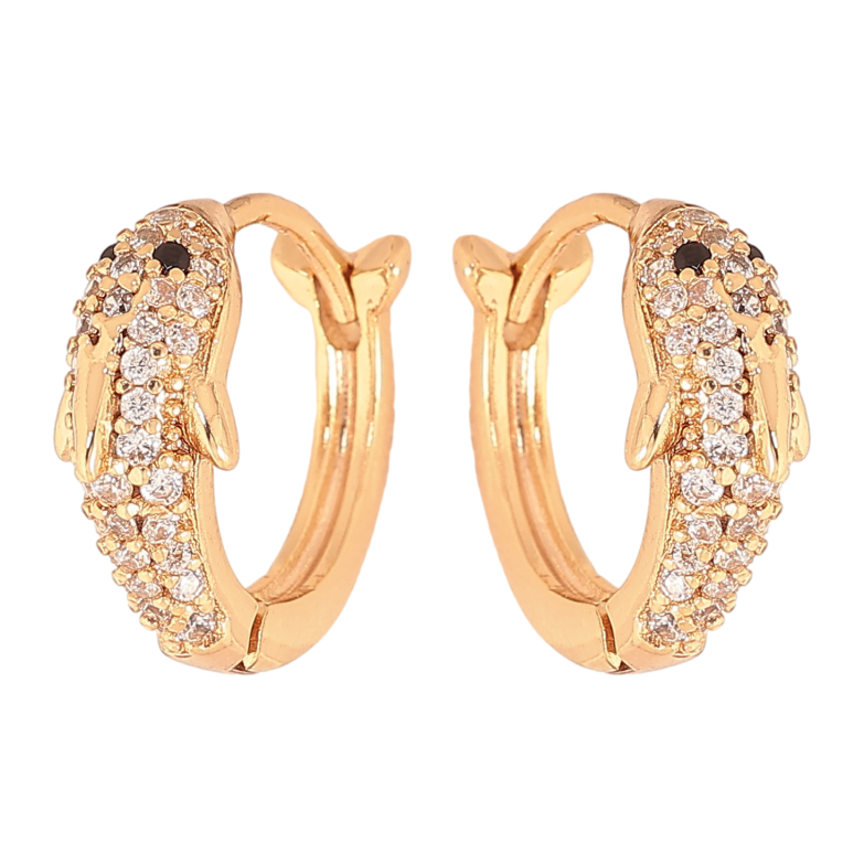 Серьги Xuping цвет Позолота 18K колечки "Дельфины с инкрустацией кристаллами" фото №13