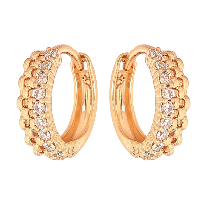 Сережки Xuping колір Позолота 18К колечка "Візерунок з кристалами" фото №1