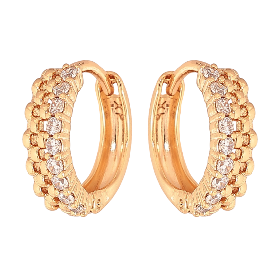 Сережки Xuping колір Позолота 18К колечка "Візерунок з кристалами" фото №1