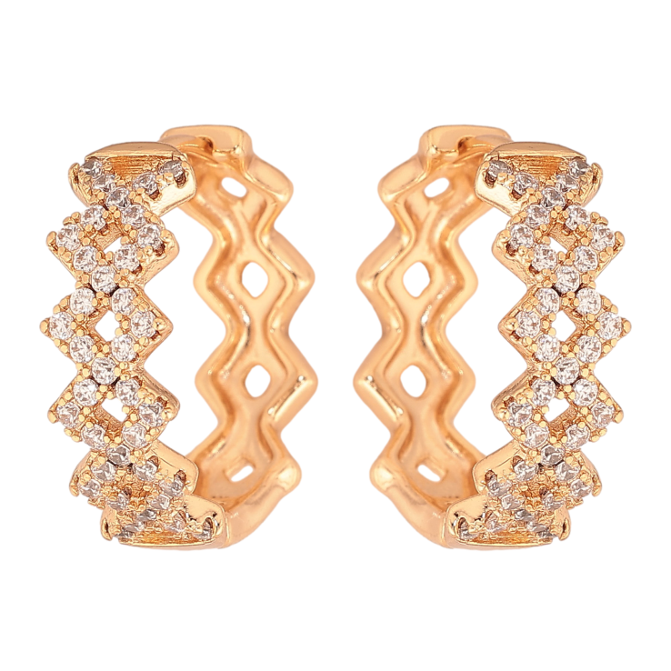 Серьги Xuping цвет Позолота 18К колечки "Узор с кристаллами" фото №17