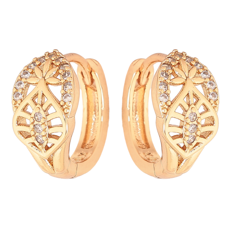 Сережки Xuping колір Позолота 18К колечка "Візерунок з кристалами" фото №2