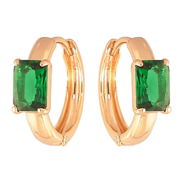 Сережки Xuping колір Позолота 18K колечка "Візерунок з зеленими кристалами" фото №20