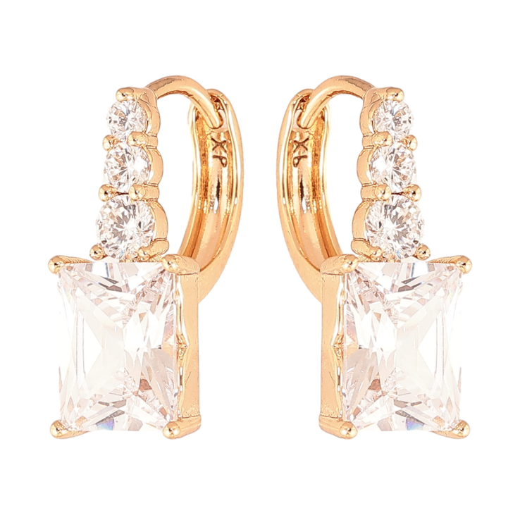 Серьги Xuping цвет Позолота 18K колечки "Узор с кристаллами"  фото №16