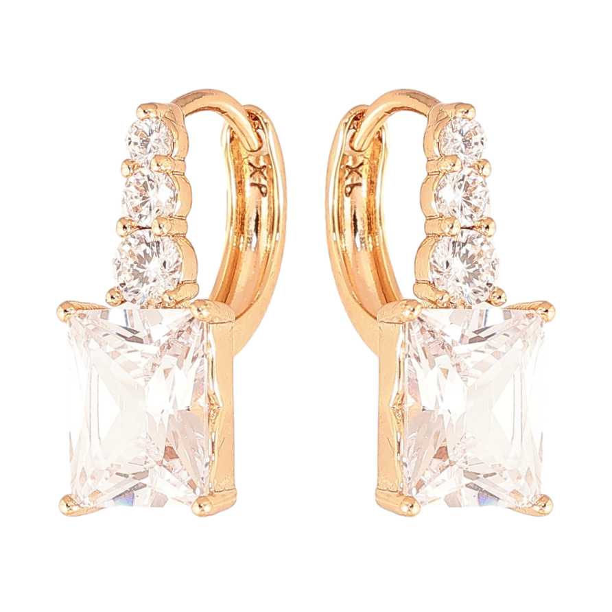 Серьги Xuping цвет Позолота 18K колечки "Узор с кристаллами" фото №1 Серьги Xuping цвет Позолота 18K колечки "Узор с кристаллами" фото №1